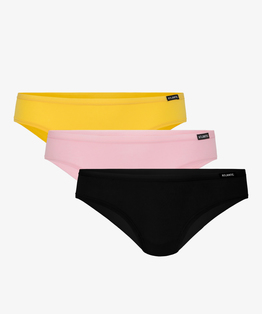 W 3-packu znajdują się majtki damskie typu bikini w kolorach: żółty, różowy i granatowy #1