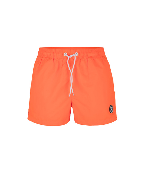 Szorty plażowe w soczyście pomarańczowym kolorze charakteryzują się krótkimi nogawkami, uniwersalnej wysokości stanem oraz gumowym logo marki znajdującym się po lewej stronie #3