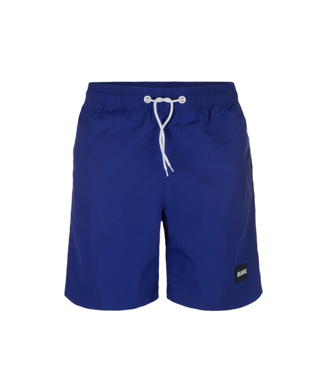 Ciemno-niebieskie szorty plażowe męskie mają uniwersalnej długości nogawki i podobnie uniwersalnej wysokości stan #3