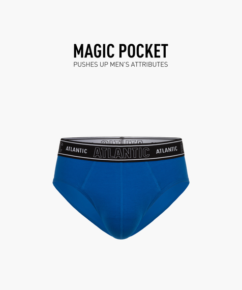W pudełku znajdują się slipy Magic Pocket w kolorze niebieskim #1