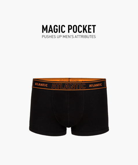Bokserki męskie Magic Pocket z jesiennej kolekcji w kolorze czarnym, z pomarańczowymi wstawkami #1
